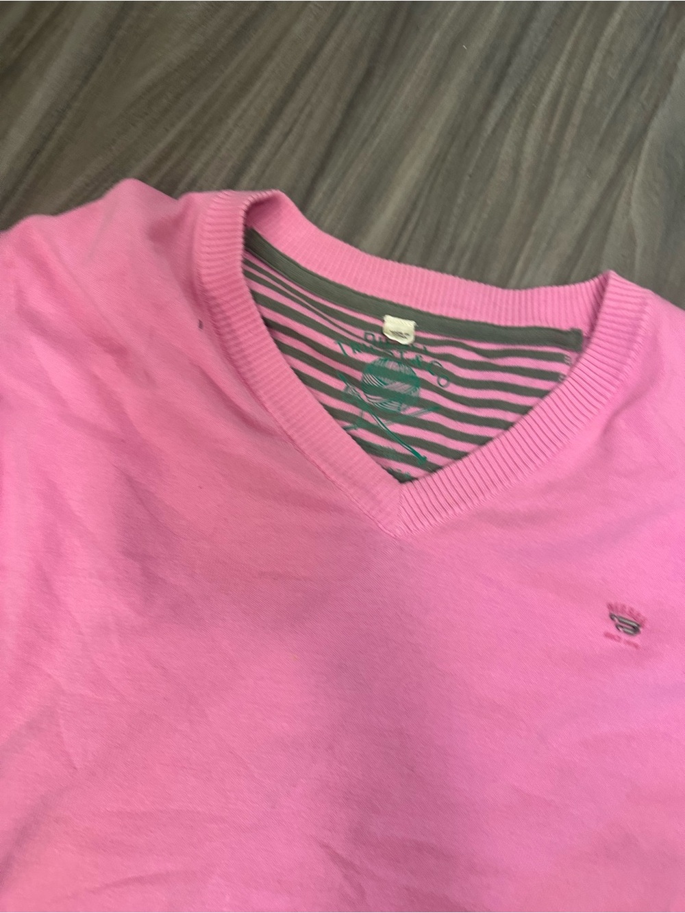 Diesel Men's V-Neck Sweater in Bright Pink - Picture 3 of 10